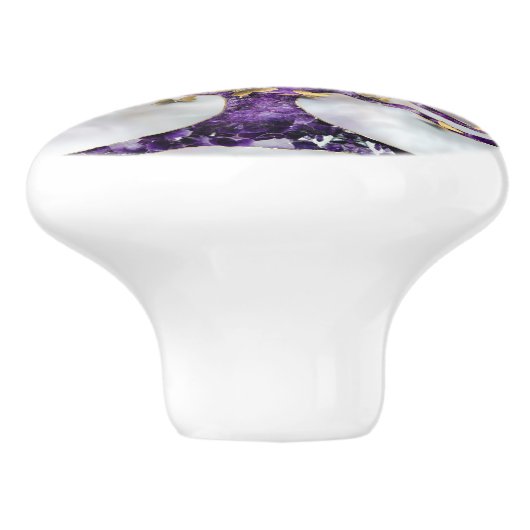 Levensboom - Amethyst en Butterflies Keramische Knop (Zijkant)