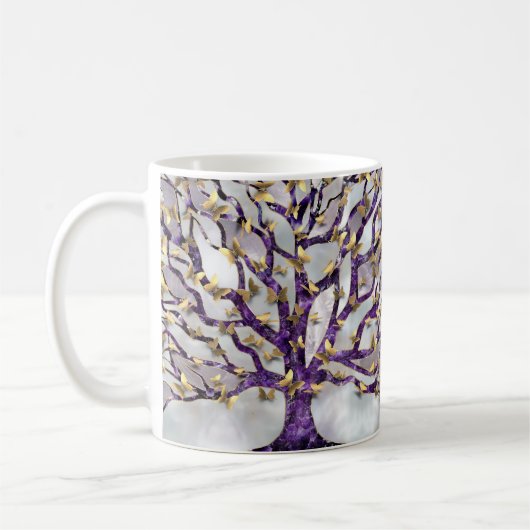 Levensboom - Amethyst en Butterflies Koffiemok (Links)