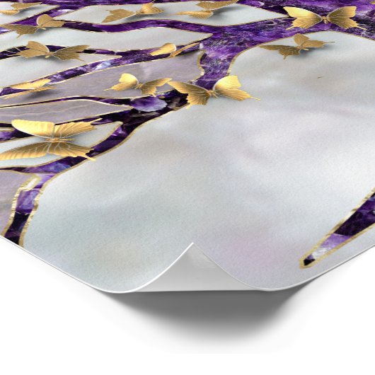 Levensboom - Amethyst en Butterflies Poster (Hoek)