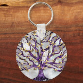 Levensboom - Amethyst en Butterflies Sleutelhanger (Voorkant)