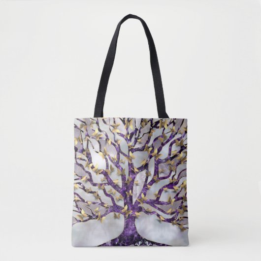 Levensboom - Amethyst en Butterflies Tote Bag (Voorkant)