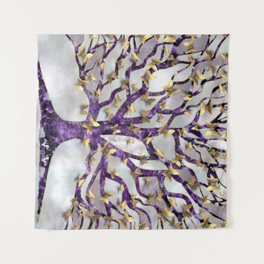 Levensboom - Amethyst en Butterflies Wandkleed (Voorkant (horizontaal))