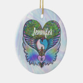 Levensboom, Angel Wings, Regenboog, Monogram Ceram Keramisch Ornament (Rechts)