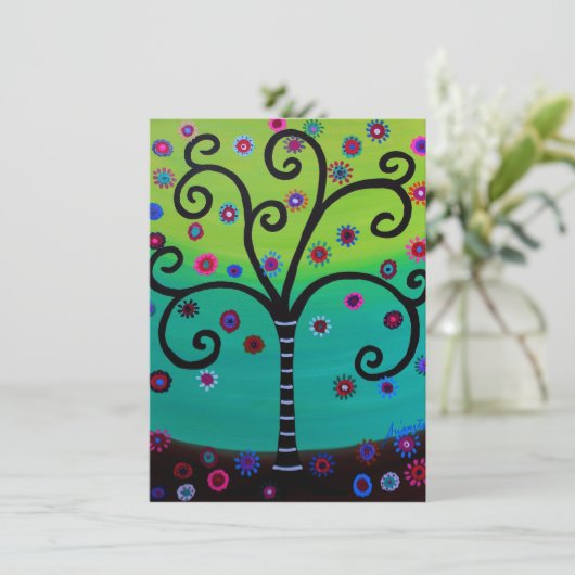 Levensboom Bar Bat Mitzvah uitnodigingen (Staand voorkant)