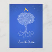  Levensboom Blauw Red de Datum Aankondigingskaart (Voorkant)