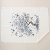 Levensboom Blauwe Vlinders Sherpa Deken (Voorkant (horizontaal))