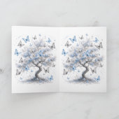 Levensboom Blauwe Vlinders Wenskaart Kaart (Binnen)