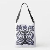 Levensboom Bloemen #2 Kobalt Blauw en Wit Crossbody Tas (Achterkant)