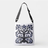 Levensboom Bloemen #2 Kobalt Blauw en Wit Crossbody Tas (Voorkant)
