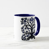 Levensboom Bloemen #2 Kobalt Blauw en Wit Mok (Voorkant rechts)