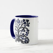Levensboom Bloemen #2 Kobalt Blauw en Wit Mok (Voorkant links)