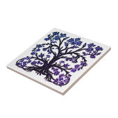 Levensboom Bloemen #2 Kobalt Blauw en Wit Tegeltje (Zijkant)