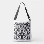 Levensboom Bloemen #5 Zwart-wit Crossbody Tas (Voorkant)
