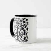 Levensboom Bloemen #5 Zwart-wit Mok (Voorkant links)