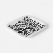 Levensboom Bloemen #5 Zwart-wit Papieren Bordje (Gebogen)