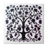 Levensboom Bloemen #5 Zwart-wit Tegeltje (Voorkant)