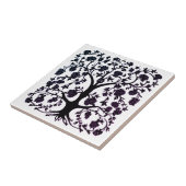 Levensboom Bloemen #5 Zwart-wit Tegeltje (Zijkant)