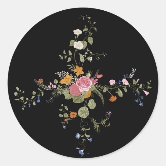 Levensboom Bloemenbegrafenismonument Ronde Sticker (Voorkant)