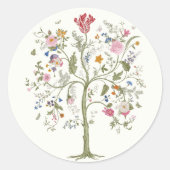 Levensboom Bloemenbegrafenismonument Ronde Sticker (Voorkant)