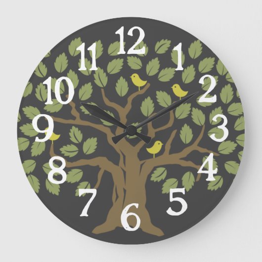 Levensboom Botanische Minimalistische Grote Klok (Voorkant)