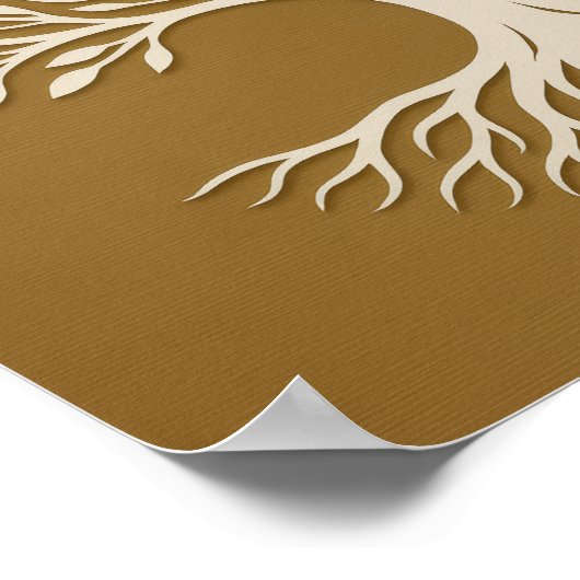 Levensboom Bronzen Wit Poster (Hoek)