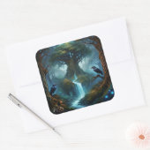 Levensboom Celtic Knotwork Ravens Vierkante Sticker (Envelop)