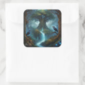 Levensboom Celtic Knotwork Ravens Vierkante Sticker (Tas)