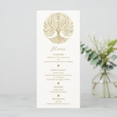 Levensboom Cream & Gouden Keltische Trouwmenu Menu (Staand voorkant)