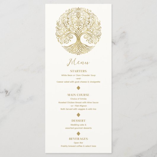 Levensboom Cream & Gouden Keltische Trouwmenu Menu (Voorkant)