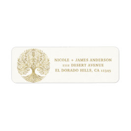 Levensboom Crème & Gouden Keltische Huwelijk Etiket