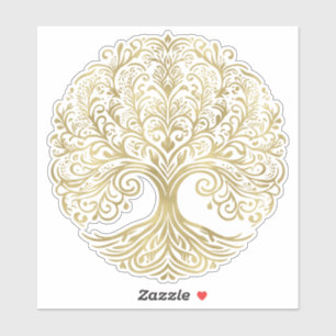 Levensboom Crème & Gouden Keltische Huwelijk Sticker
