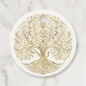 Levensboom Crème & Gouden Keltische Trouw Bedankjes Labels (Achterkant)