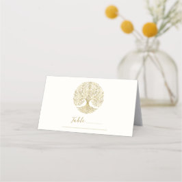 Levensboom Crème & Gouden Keltische Trouwtafel  Plaatskaartje