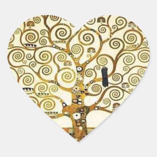 Levensboom door Klimt Heart Sticker, Art Nouveau Hart Sticker (Voorkant)