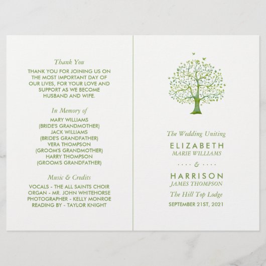 Levensboom, Elegant Trouwprogramma (Voorkant)