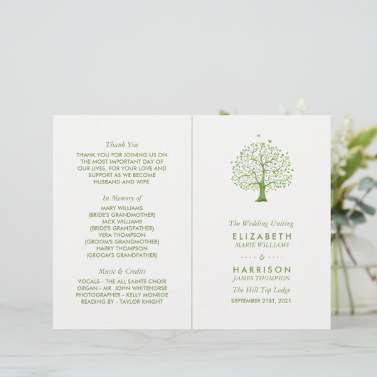 Levensboom, Elegant Trouwprogramma (Staand voorkant)