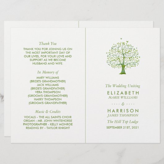 Levensboom, Elegant Trouwprogramma (Voorkant / Achterkant)