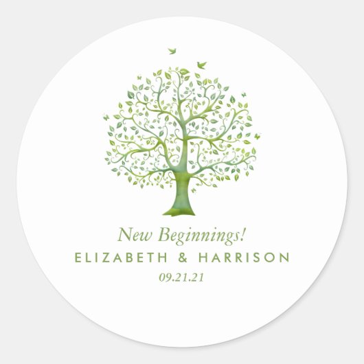 Levensboom, Elegant Wedding Ronde Sticker (Voorkant)