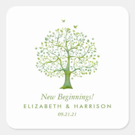 Levensboom, Elegant Wedding Vierkante Sticker