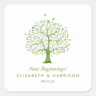 Levensboom, Elegant Wedding Vierkante Sticker