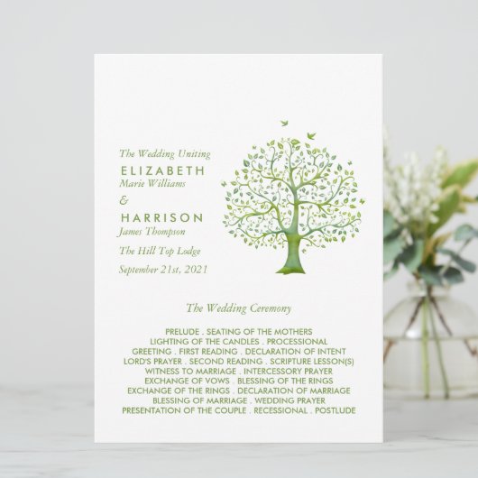 Levensboom, Elegante Bruiloft Programmakaart (Staand voorkant)