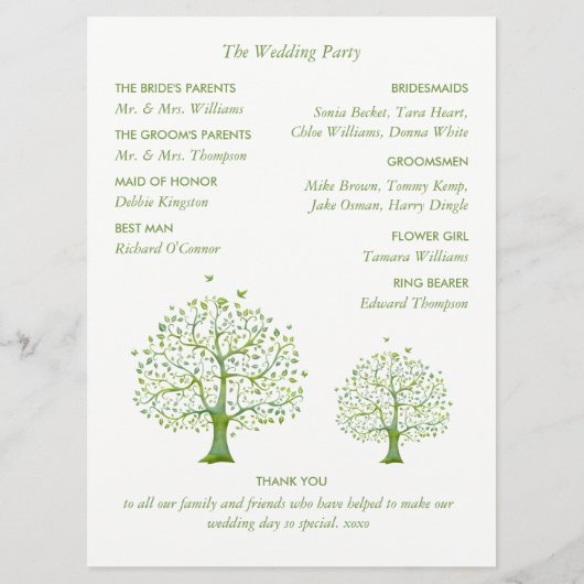 Levensboom, Elegante Trouwfeest Programmakaart (Achterkant)