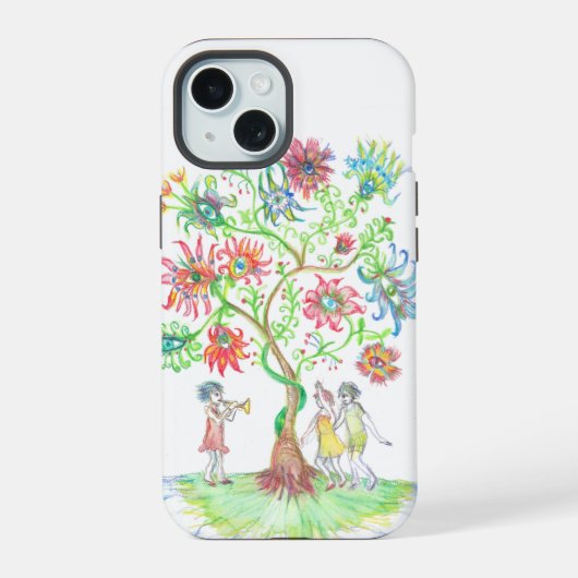 Levensboom en dansers iPhone 15 case (Achterkant)