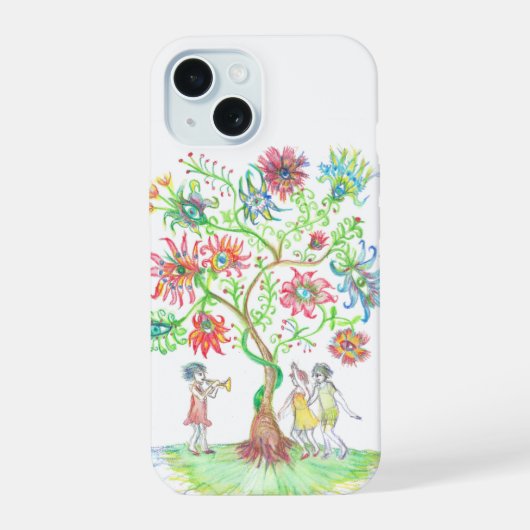 Levensboom en dansers iPhone 15 case (Achterkant)