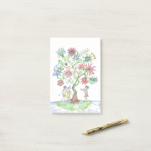 Levensboom en dansers post-it® notes (Op bureau)