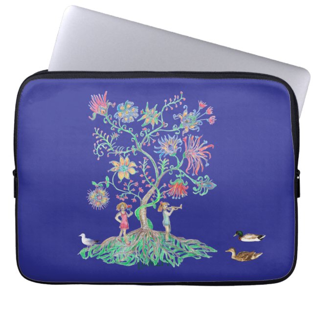 Levensboom en eenden wilde eenden laptop sleeve (Voorkant)
