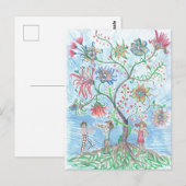 Levensboom en twee figuren briefkaart (Voorkant / Achterkant)