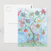 Levensboom en twee figuren briefkaart (Voorkant / Achterkant)