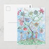 Levensboom en twee figuren briefkaart (Voorkant / Achterkant)