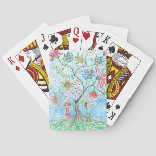 Levensboom en twee figuren pokerkaarten